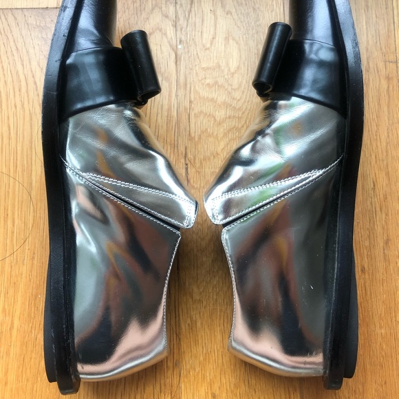 Marni pointed loafers silver metallic w bow sz 36 - Picture 3 of 4